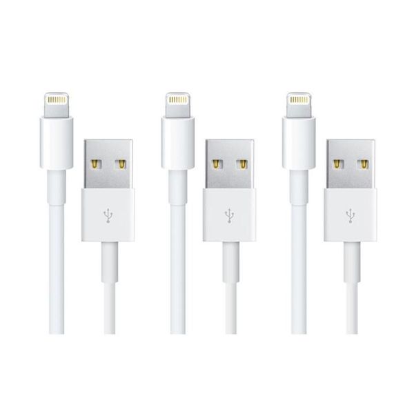 iPhone USB Charging Cable for iPhone - White (Pack of 3) 1 m