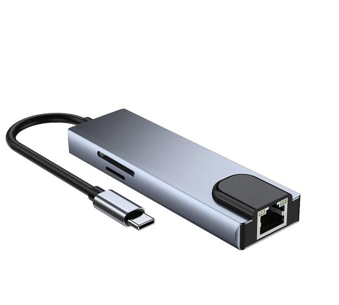 6-in-1 USB-C to 4K HDMI/RJ45 LAN &amp; USB+PD+ Card Reader Adapter GW