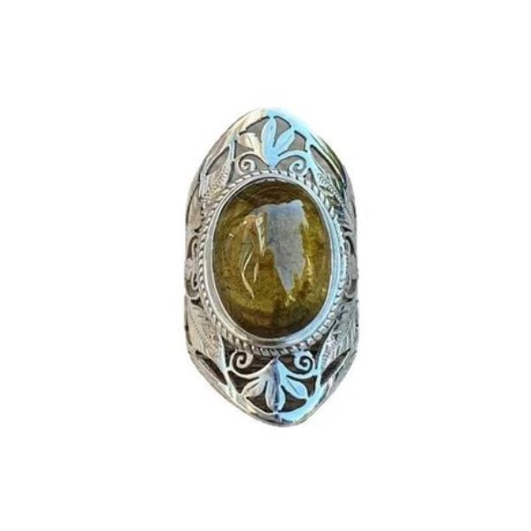 ZELTRYN Women's Vintage Hollow Moonstone Ring - Boho Statement Jewelry