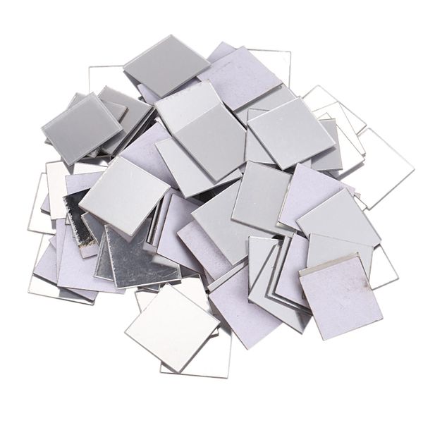 100 Piece Mirror Tile Wall Sticker 3D Decal Room Decor Stick (Silver)