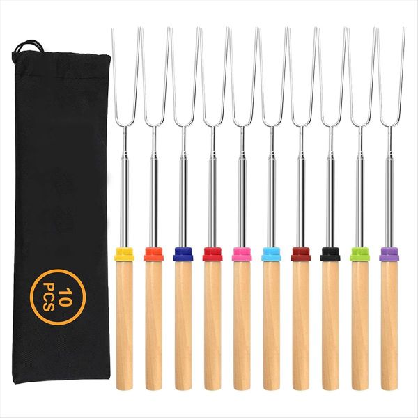 10 Pcs Marshmallow Roasting Sticks for Fire Pit Long 32Inch, Smores Sticks