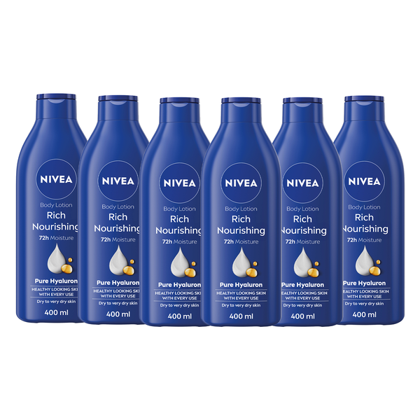 NIVEA Rich Nourishing Body Lotion with Deep Moisture Serum, 6x400ml