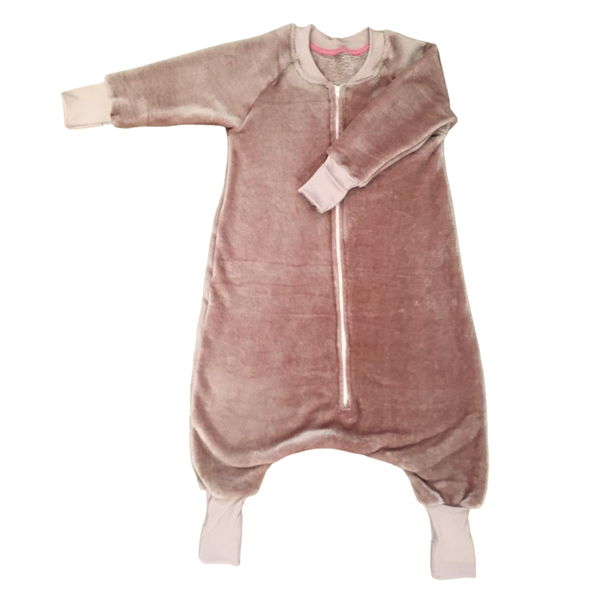 Baby/Toddler-Onesie/Sleeping Bag with Mittens-Mongolian Fleece-Dusty Pink