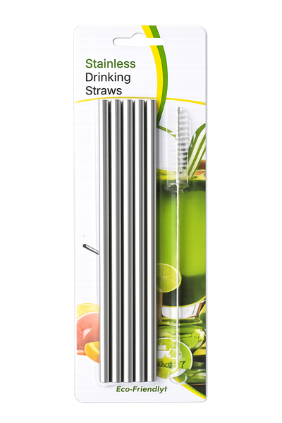 Stainless Steel Reusable Drinking Straws Set with Cleaning Brush