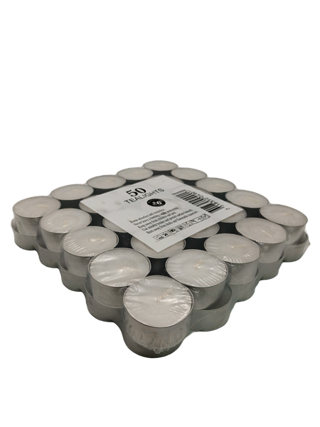 Unscented - White Tealight Candles - 50Pack