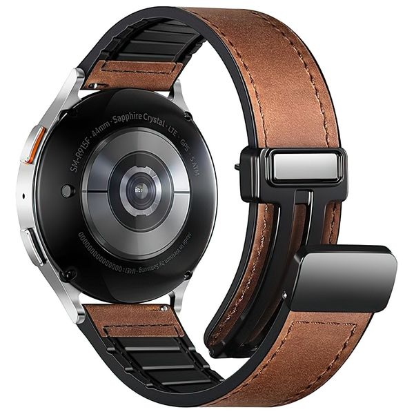 QYNIAL Magnetic Leather Band Compatible With Galaxy Watch 7 6 5 4 FE 20mm