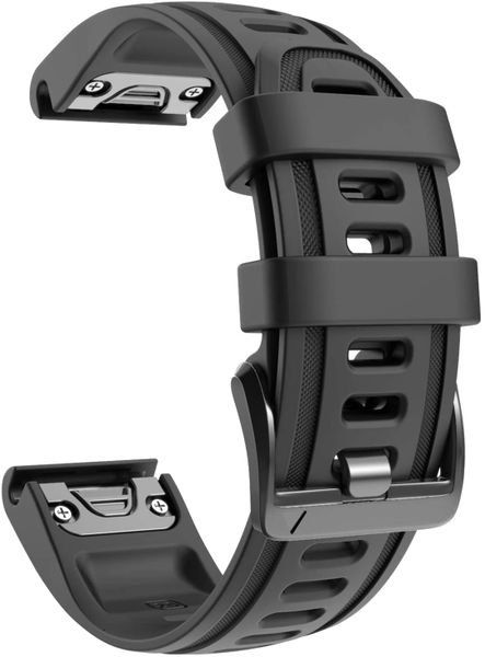 Silicone Band Compatible With Garmin Fenix 6s (20mm) - Black