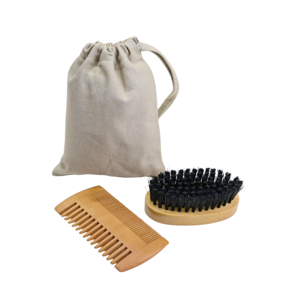 Wooden Beard Grooming Brush and Comb Tool Set for Men