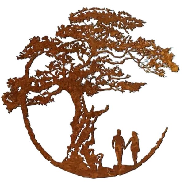 Decor Tree of Life Metal Wall Art with Couple Silhouettes (40cm)