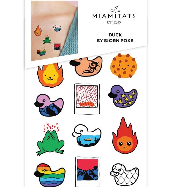 Set of Temporary Tattoos DUCK BY BJORN POKE (12 tattoos)
