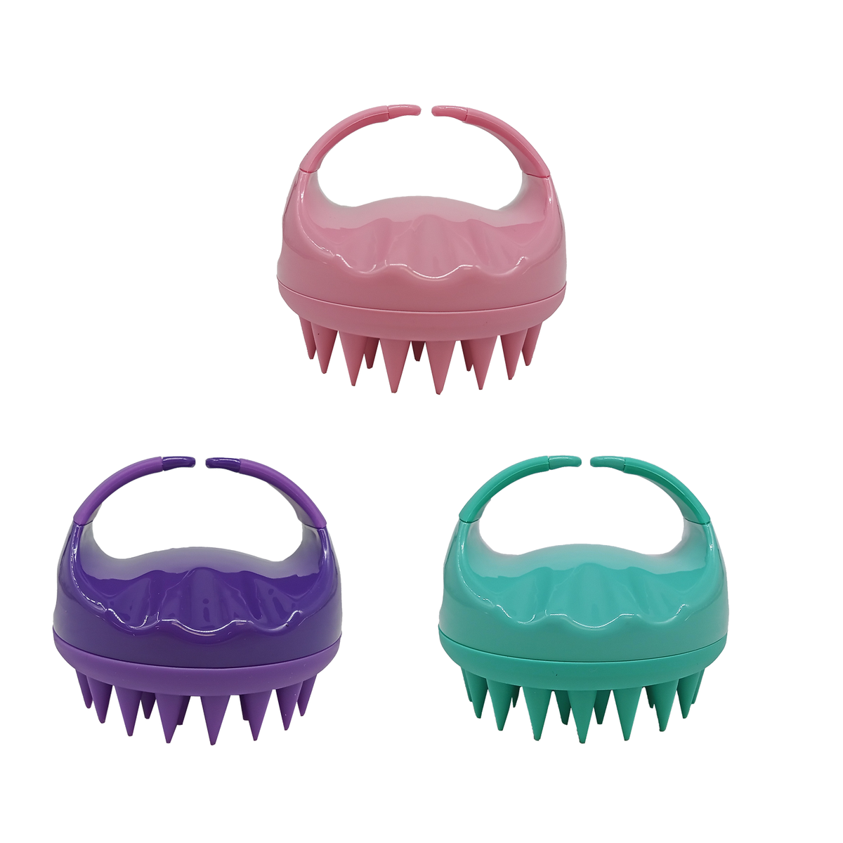 Sarah Beauty Scalp Massager Trio: Pink, Purple, Green Elegance
