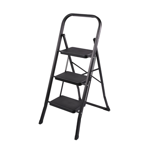 3 Step Ladder Folding Heavy Duty Stool Wide Anti-Slip Pedal Sturdy Steel