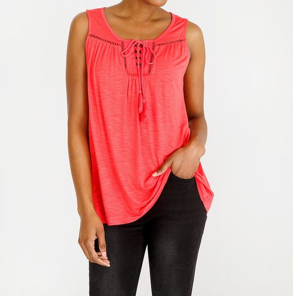 Women's edit Lace-Up Cami Coral