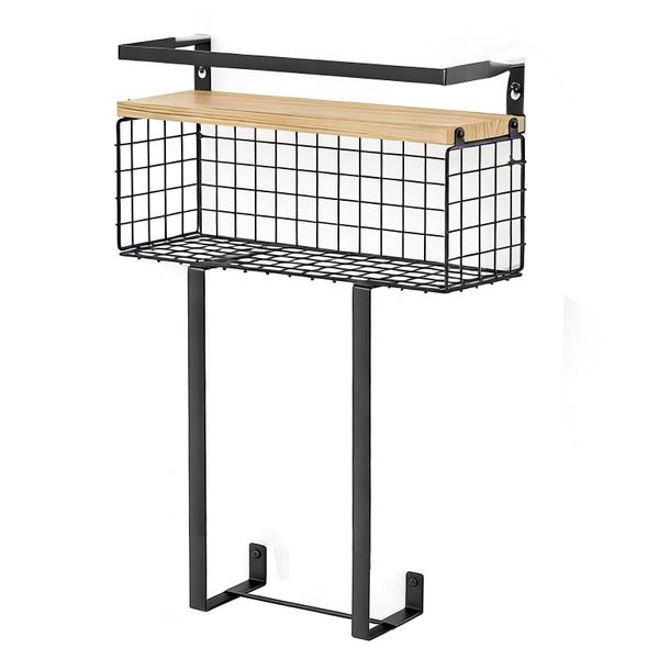 Jack Brown Bathroom Towel Rack Storage Shelf WallMount Home Organizer Decor