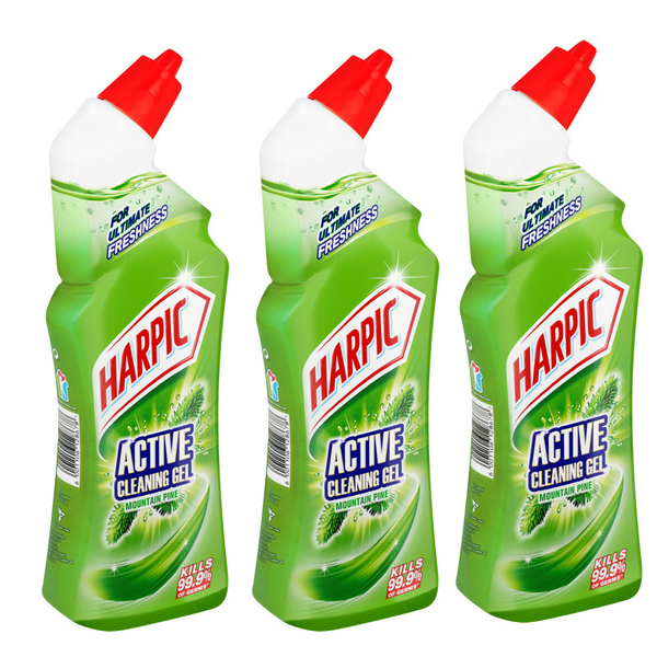 Harpic Toilet Cleaner Active Cleaning Gel Mountain Pine - 3 bottles x 750ml