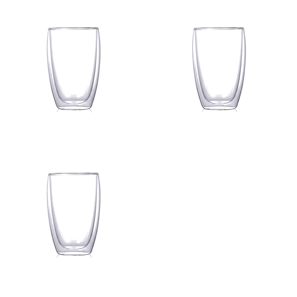 High Borosilicate Glass Double-Layer Cup 450ml - Transparent - 3 Pack