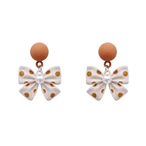 Sweet Polka Dot Bow Earrings - Alloy Stud Earrings