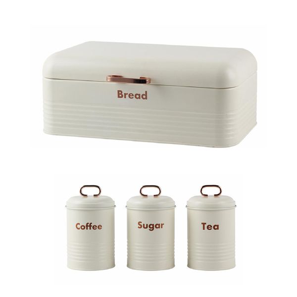 Gold Handle Bread Bin And Canister Set