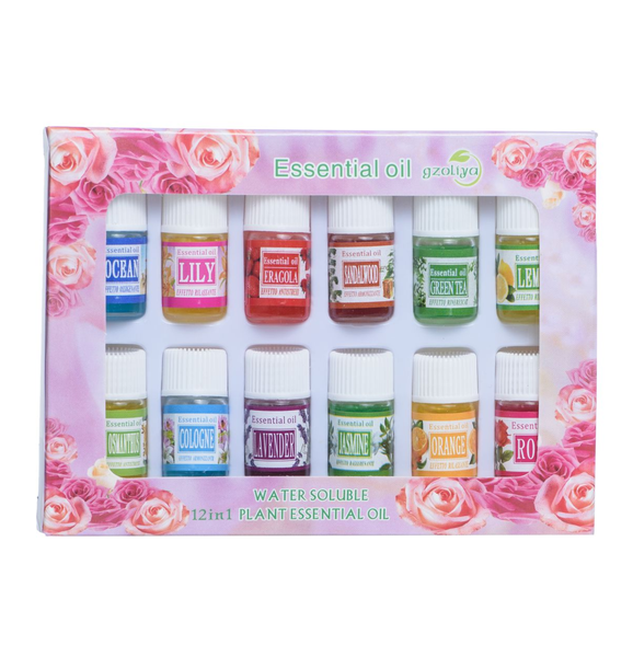 12 x 3ml Essential Oil Set, Pure Aromatherapy Oils Kit