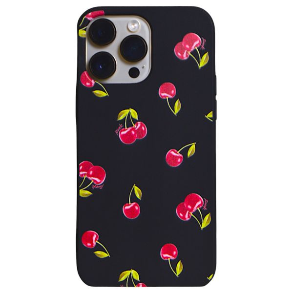 Black - Phone Case with Cherries - Iphone 14 Pro Max