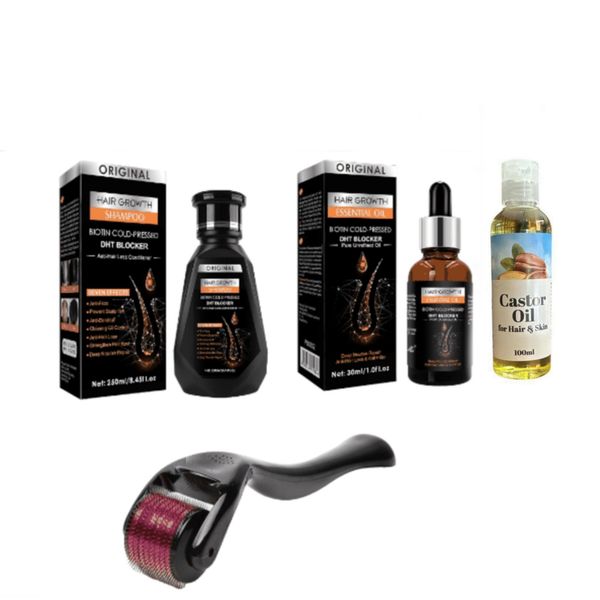 Biotin Hair Shampoo, Biotin Hair Growth Essential, Castor Oil &amp;Derma Roller