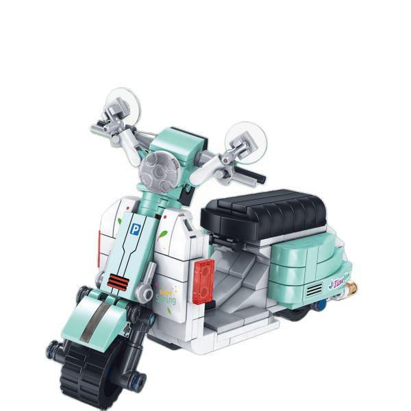 Vespa-Style Retro Scooter Micro-Block Model - Educational Assembly Toy Car