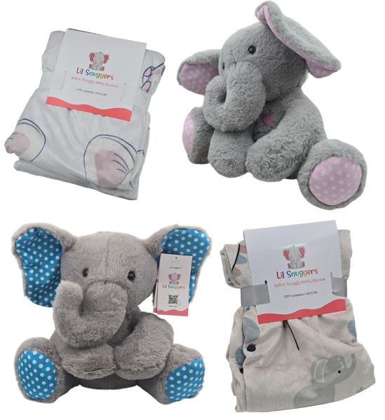 Lil Snuggers Microwavable Stuffed Animal &amp; Blanket Set - 2 Pack Combo