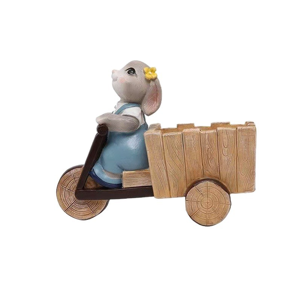 Rabbit Tricycle Succulent Pot Pastoral Resin Planter Desktop Decor