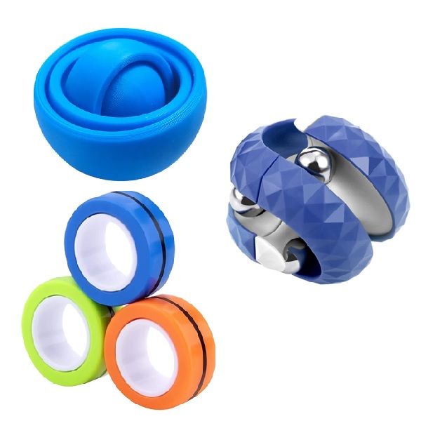 Fidget Toy Combo - Fidget Spinner, Gyro Roller and Finger Ring Spinners ...