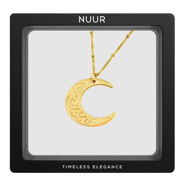 NUUR Moon Necklace - 18K Gold-Plated, Non-Tarnish, Islamic Jewelry Gift