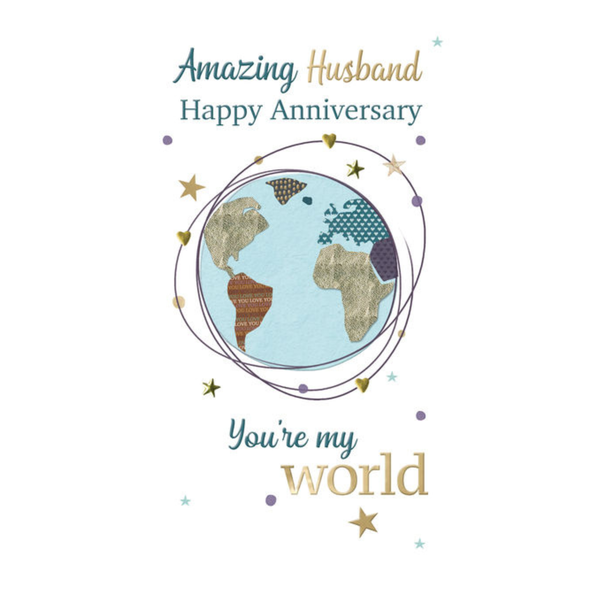 Greeting Card - Husband Anniversary - World