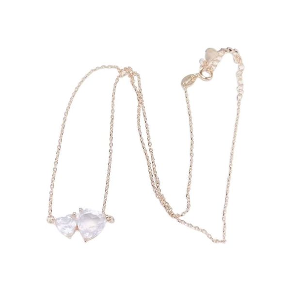 Double Heart Natural Rose Quartz Sweet And Elegant Pendant