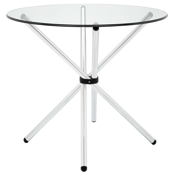 Round Perla Glass Table 80cm with 2 Place Mats - Silver Legs