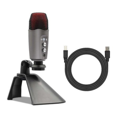 Professional USB Condenser Desktop Microphone with Stand & Headphone Jack Image