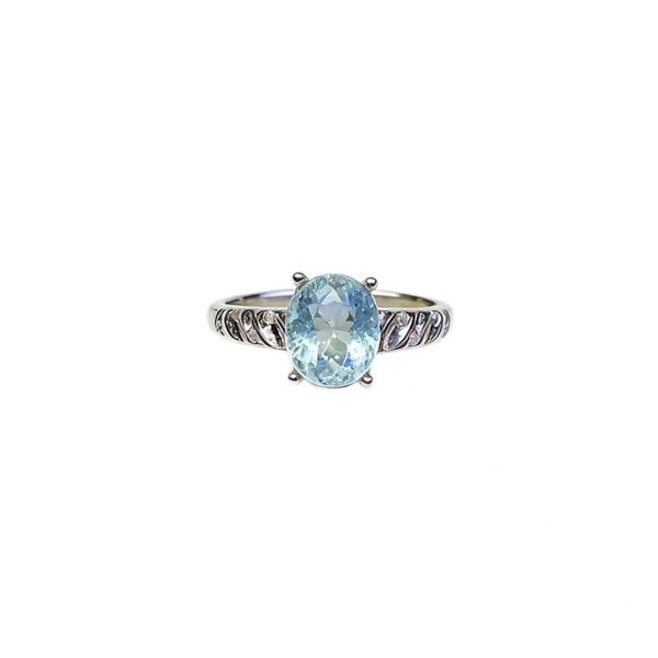 S925 Sterling Silver Aquamarine Ring, Twisted Pattern, Versatile Ring