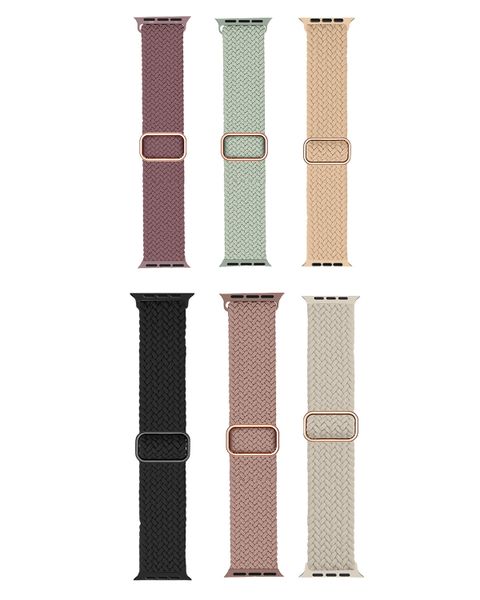 6 Pcs Combo Nylon Braided Elastic Apple Watch Strap Bands 38/40/41mm