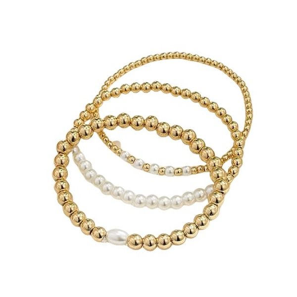 14k Gold-Plated Pearl Stacked Bracelet