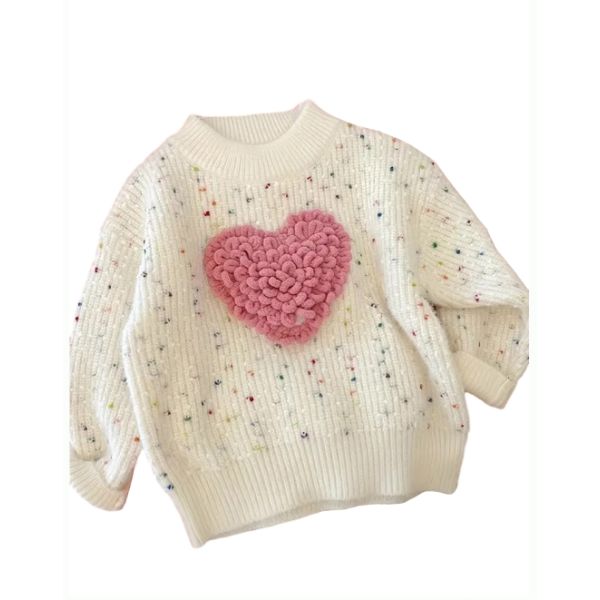 Girls' Heart Jersey - White/Pink