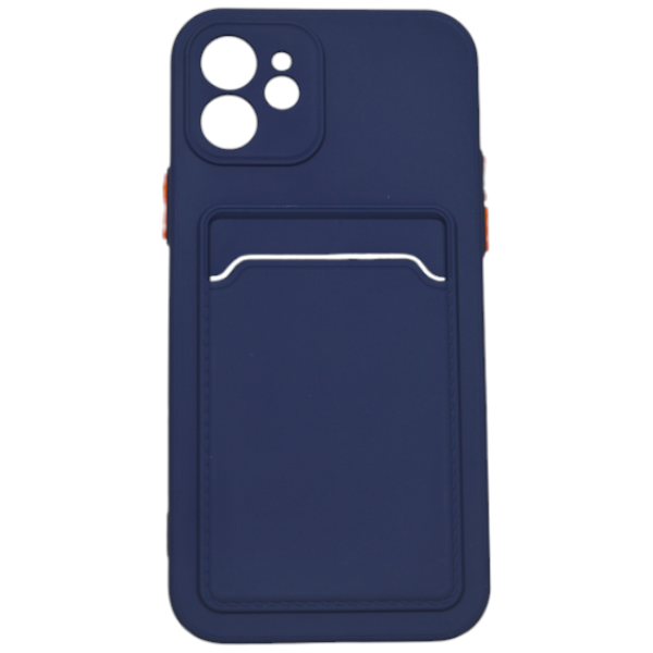 Solid Color Phone Cover with Card Slot for iPhone 12 Mini - Black