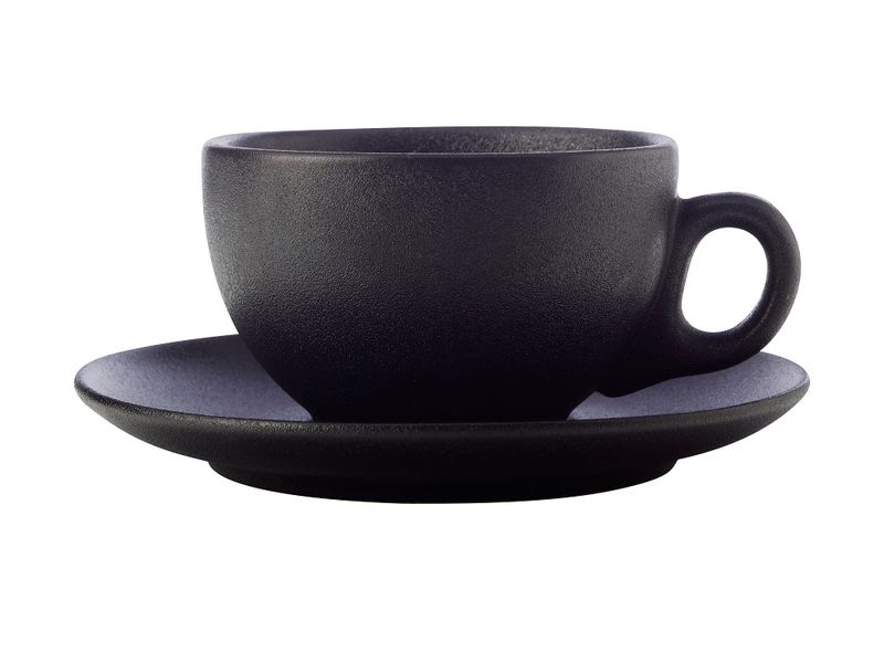 Maxwell and Williams Black Caviar Cups and Saucers 250ml - Set of 4