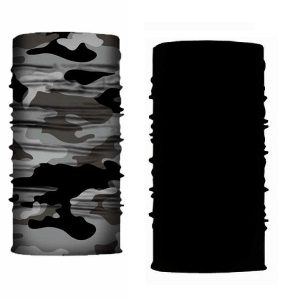 Face-Neck Warmer Bandana Face Shield Gey Camo and Black Set of 2