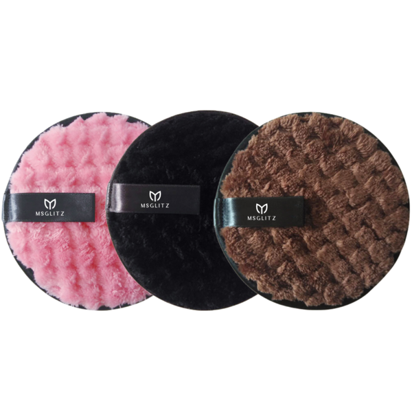 MsGlitz Facial Makeup Remover Pads - Reusable/Washable Microfiber - 3 Pack