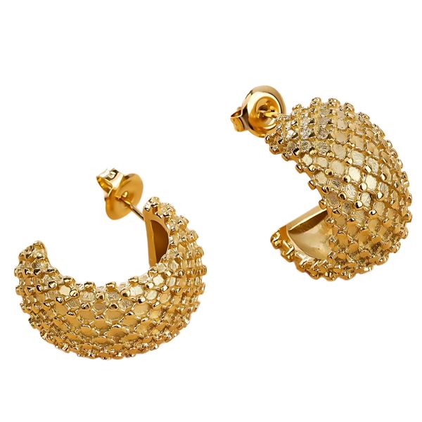 Po'di Grazia -Gold Plated Stainless Steel Rhombus Grid Stud Earrings, Gift Set