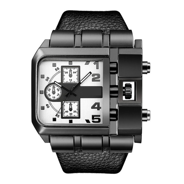 Men's Quartz Watch Square Wrist Watches Stylish Large Face Digital Leisure