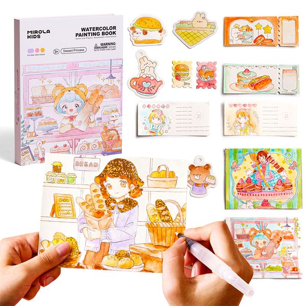 Mirola Kids Watercolour Painting Book Set: Dessert Princess