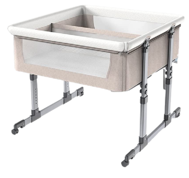 Twin Next 2 Me Co Sleeper Easy Foldable Twin Cot Bed Beside- Grey