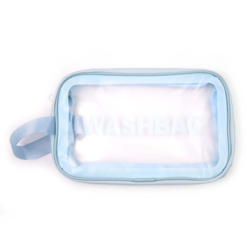 Frosted Large Capacity Waterproof Toiletry Bag With Handle - Blue