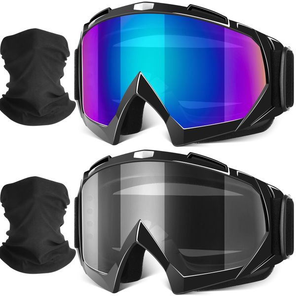 2-Pack Motorcycle Goggles ATV UTV Dirt Bike Riding Protective Glasses