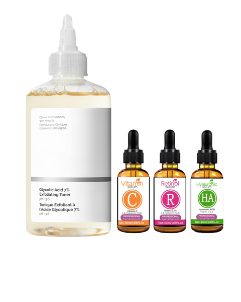 Glycolic Acid 7% Toning Solution and 3 Brightening Serums
