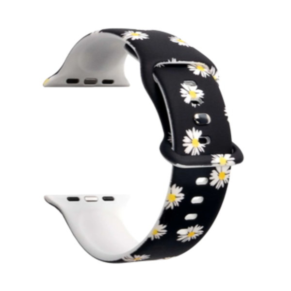 Daisy Black Silicone Strap Compatible with Apple Watch 38/40/41 mm